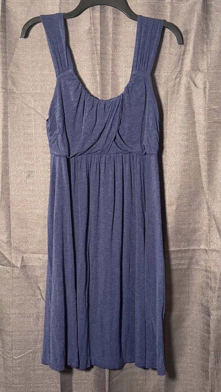 Mercer & Madison Blue Ruched Empire Waist Sleeveless Dress Size L